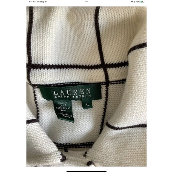 Lauren Ralph Lauren Window Pane Sweater/Cardigan Short Sleeves Women’s Sz XL - Picture 4 of 8